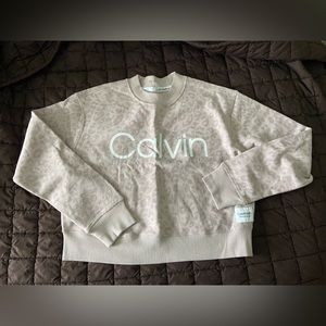 Light pink leopard cropped sweatshirt